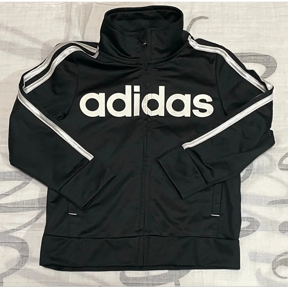 Boys Adidas Black and White Track Jacket 3T